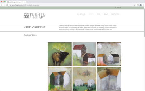 Turner Fine Art Website Artist Page featuring Judith Dragonette
