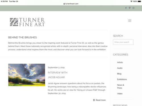Turner Fine Art Website Behind the Brushes Blog page