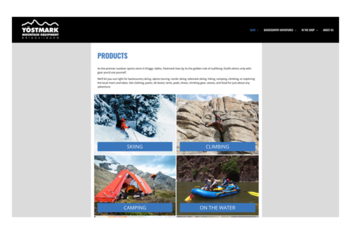 Yöstmark Mountain Equipment Website Products page detail