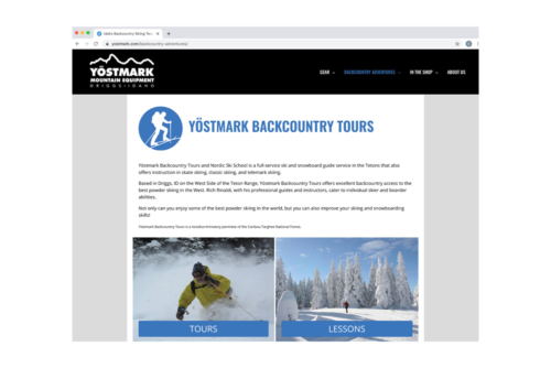 Yöstmark Mountain Equipment Website Backcountry Tours