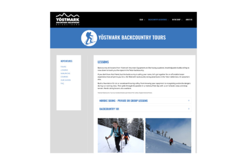 Yöstmark Mountain Equipment Website Backcountry Adventures Lessons